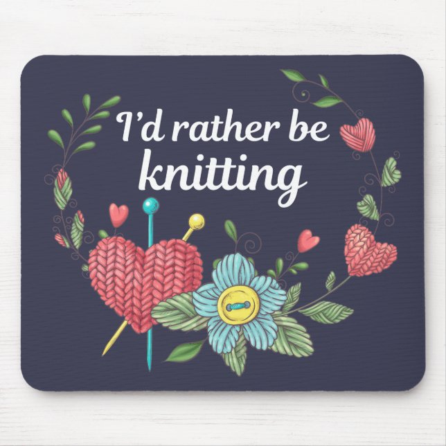Mousepad Eu Preferencialmente tricotando - tricotando lover (Frente)
