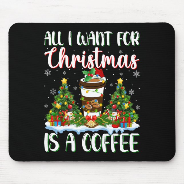 Mousepad Eu Quero O Natal É Um Café Xmas Tree Lights (Frente)