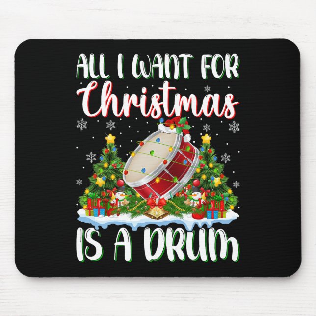 Mousepad Eu Quero O Natal É Um Drum Xmas Tree Lights (Frente)
