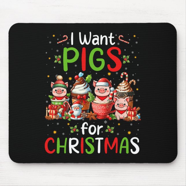 Mousepad Eu Quero Porcos Para Café De Natal Farmer (Frente)
