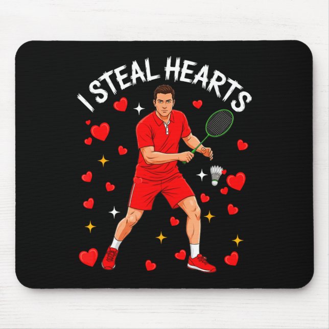 Mousepad Eu Roubo Corações Fofos Dia dos Namorados Jogando  (Frente)