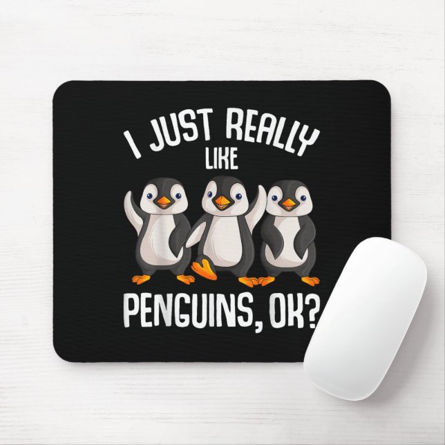 Mousepad Eu simplesmente gosto muito de pinguins Crianças M (Com mouse)