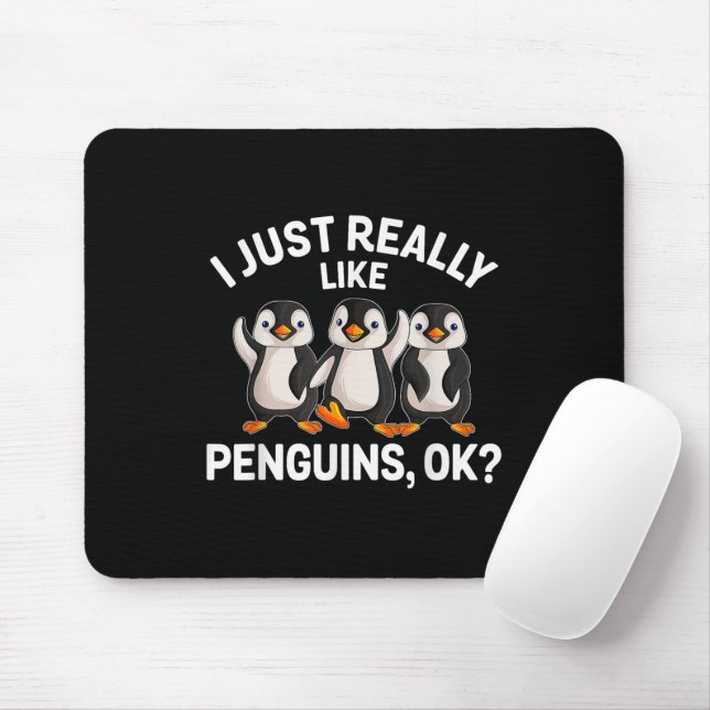 Mousepad Eu Só Realmente Gosto de Pinguins OK Pinguim Diver (Com mouse)
