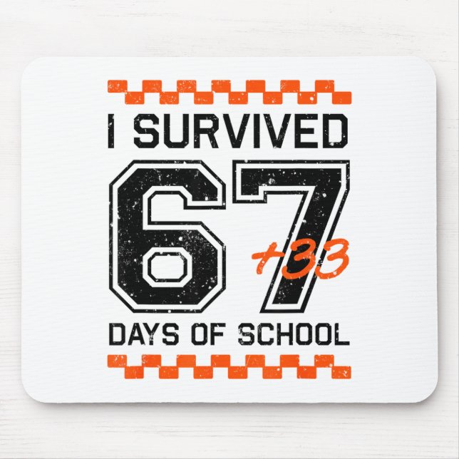Mousepad Eu Sobrevivi 67 + 33 Dias De Escola Matemática do  (Frente)
