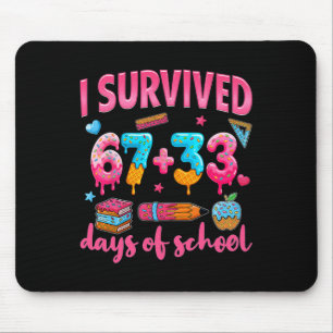 Mousepad Eu sobrevivi a 100 dias de aula. Eu sobrevivi a 67