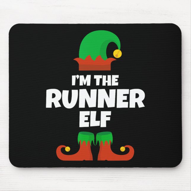 Mousepad Eu sou a família Runner Elf Pajama Natal Engraçado (Frente)