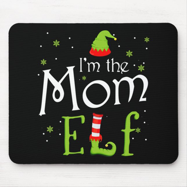 Mousepad Eu sou a mãe Elf Xmas a combinar o Natal para a fa (Frente)