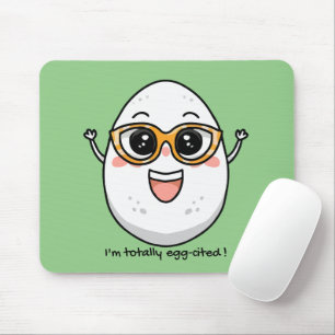 Mousepad Eu sou óvulo torto de óvulo vestindo óculos.