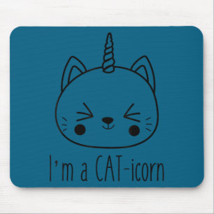 Mousepad Eu sou um gato-icórnio gato engraçado fofo unicórn