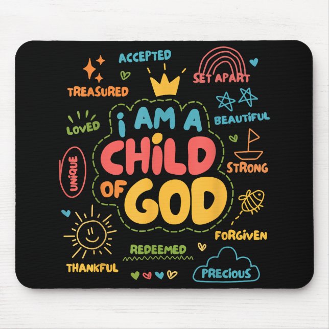 Mousepad Eu sou uma Criança de Deus Fé Cristã Retro Jesus D (Frente)
