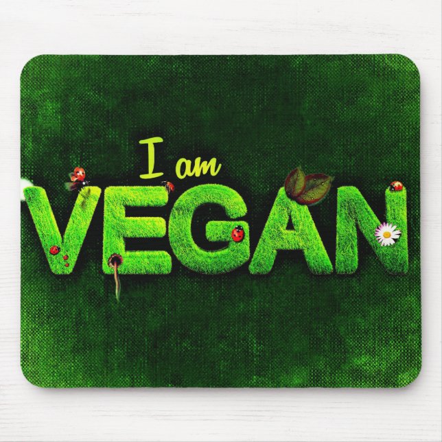 Mousepad Eu Sou Vegan Escrito Com Uma Textura De Natureza G (Frente)