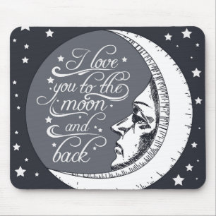 Mousepad Eu te amo à lua e à parte traseira