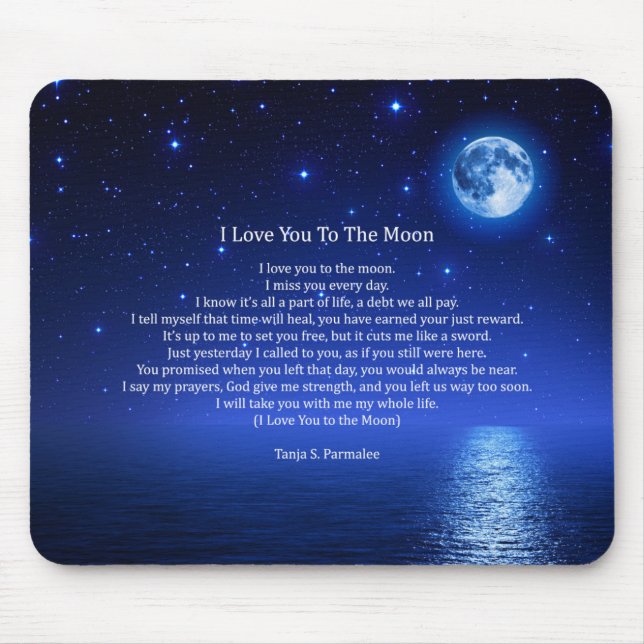 Mousepad Eu te amo ao coletor da poesia da lua (Frente)