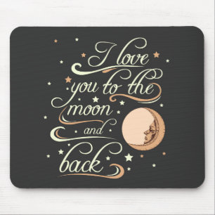 Mousepad Eu te amo ao preto da lua e da parte traseira