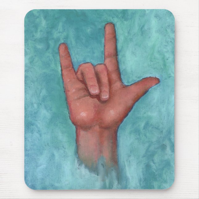 Mousepad Eu te amo: Linguagem gestual americano: Mão (Frente)