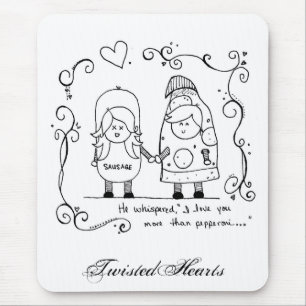 Mousepad Eu te amo mais do que Pepperoni, TwistedHearts