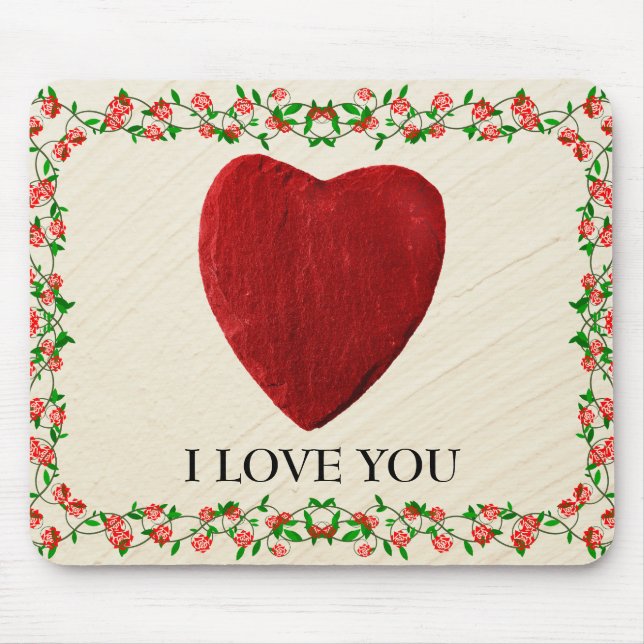 Mousepad Eu Te Amo Rosenrahmen mit Herz (Frente)