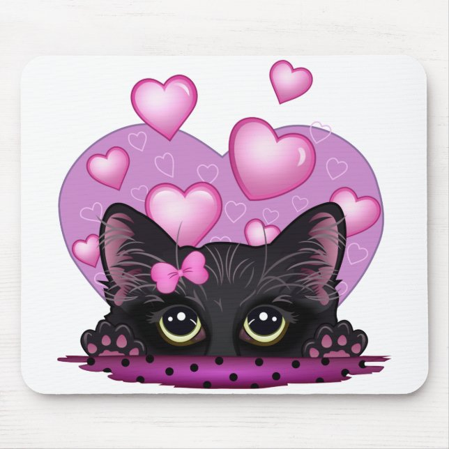 Mousepad Eu te amo tapete do rato do gatinho (Frente)