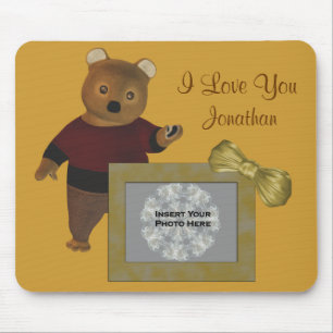 Mousepad Eu Te Amo Um Urso Bonito Adicionar Fotografia No M