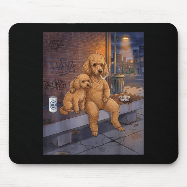 Mousepad Eu Tenho Esse Cachorro Em Mim Funny Poodle Fumando (Frente)