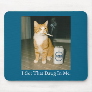 Mousepad Eu Tenho Esse Cachorro Em Mim Gato Fumando Cigarro