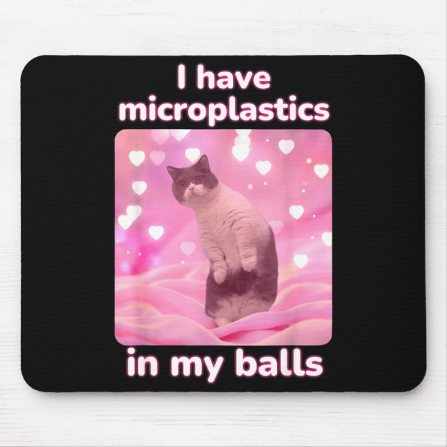 Mousepad Eu Tenho Microplásticos No Meu Meme de Gato Rosa D (Frente)
