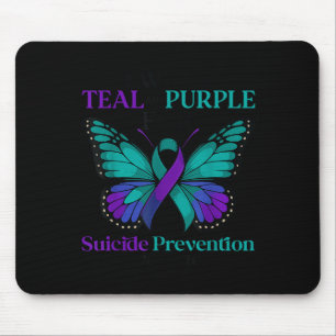 Mousepad Eu Uso Borboleta Verde e Roxa Prevenção de Suicídi
