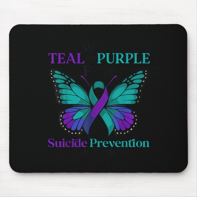 Mousepad Eu Uso Borboleta Verde e Roxa Prevenção de Suicídi (Frente)