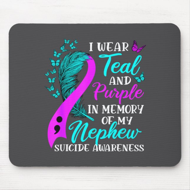 Mousepad Eu Uso Verde Teal Roxo Em Memória Do Suicídio Do M (Frente)