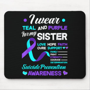 Mousepad Eu Uso Verde Turquesa & Roxo Pela Prevenção do