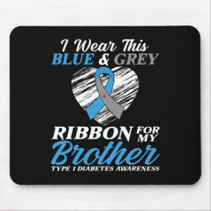 Mousepad Eu Visto Azul e Cinza Para Meu Irmão Tipo 1 Diabet