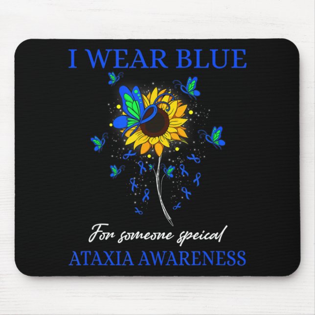 Mousepad Eu Visto Azul Para A Consciência Da Ataxia. (Frente)