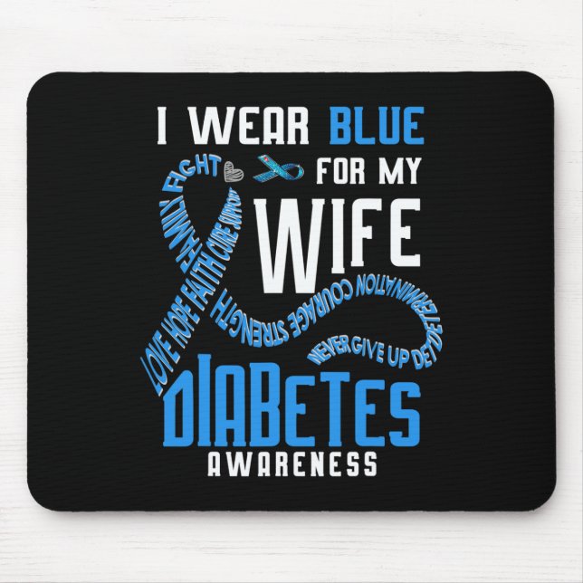 Mousepad Eu Visto Azul Para A Consciência Da Diabetes Da Mi (Frente)