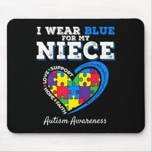 Mousepad Eu Visto Azul Para A Minha Tia Niece Tio Autism Aw