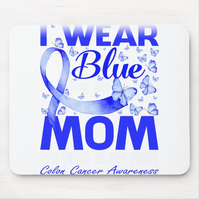 Mousepad Eu Visto Azul Para Minha Mãe Consciência Do Cancer (Frente)