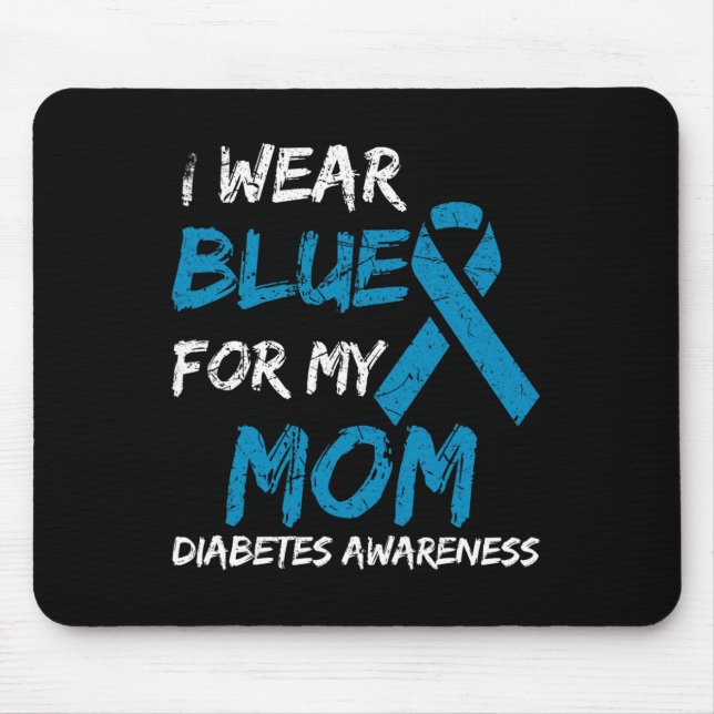 Mousepad Eu Visto Azul Para Minha Mãe Sensibilização Diabet (Frente)