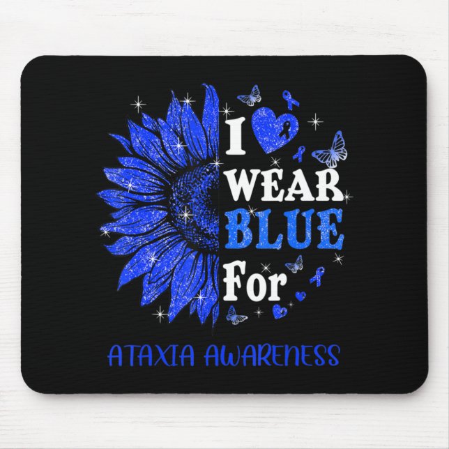 Mousepad Eu visto Blue Twinkle Heart Sunflower Ataxia Aware (Frente)