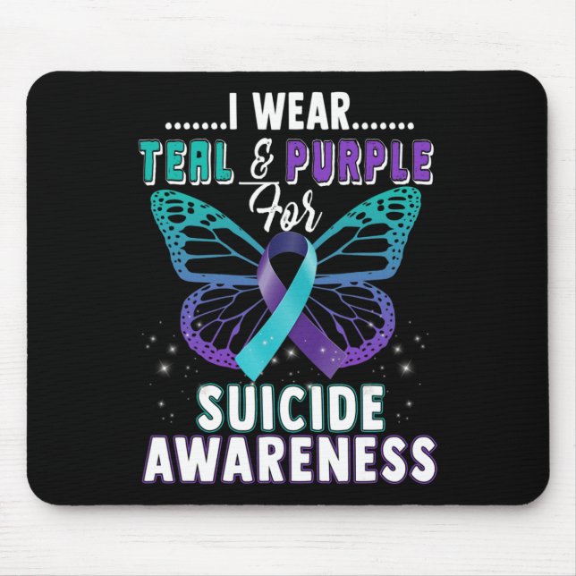 Mousepad Eu Visto Teal E Roxo Apoio À Consciência Do Suicíd (Frente)
