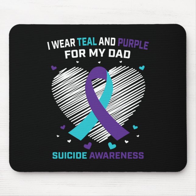 Mousepad Eu Visto Teal E Roxo Para A Consciência Do Suicídi (Frente)