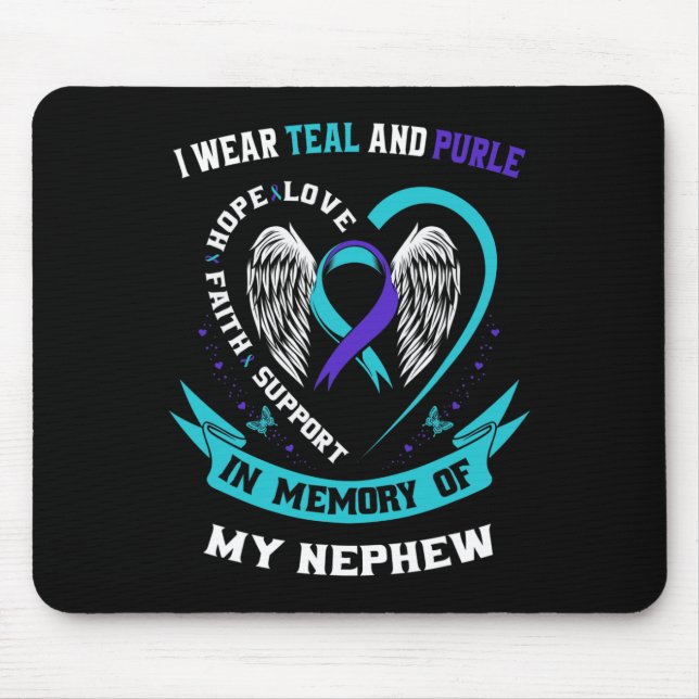 Mousepad Eu Visto Teal e Roxo Para Meu Sobrinho Suicida (Frente)