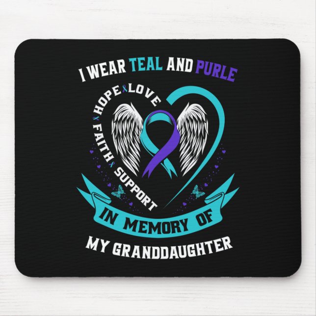 Mousepad Eu Visto Teal E Roxo Para O Suicídio Da Neta A (Frente)