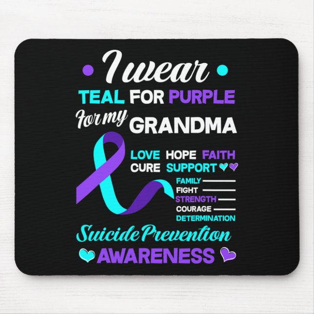 Mousepad Eu Visto Teal E Roxo Pelo Suicídio Da Minha Avó An (Frente)