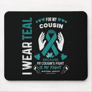 Mousepad Eu Visto Teal Para Minha Fita Câncer de ovário Pri