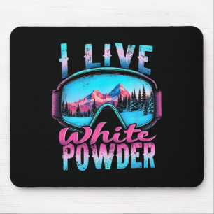Mousepad Eu vivo Snowboard de Pó Branco