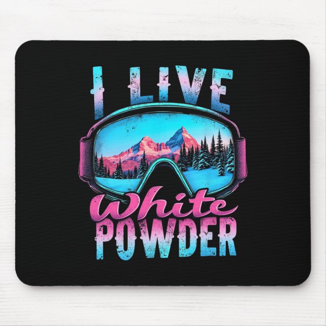 Mousepad Eu vivo Snowboard de Pó Branco (Frente)