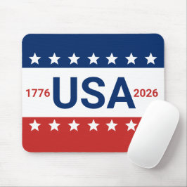 Mousepad EUA 1776 2026 250º Aniversário Vermelho Branco Azu