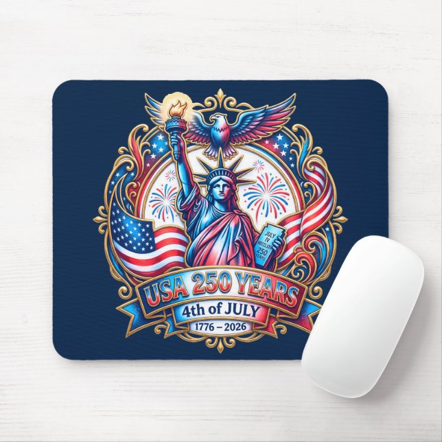 Mousepad EUA 250 anos 4 de julho 1776-2026 (Com mouse)