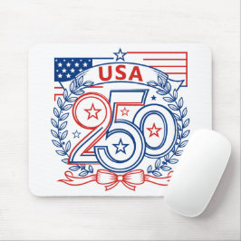 Mousepad EUA 250 Design de Emblema de Aniversário Patriótic