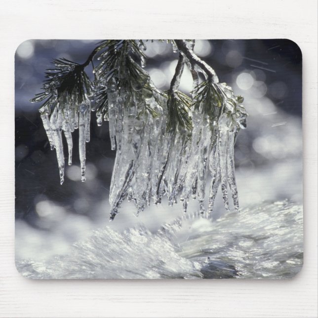 Mousepad EUA, Califórnia, Lago Tahoe. Pingentes de gelo sob (Frente)