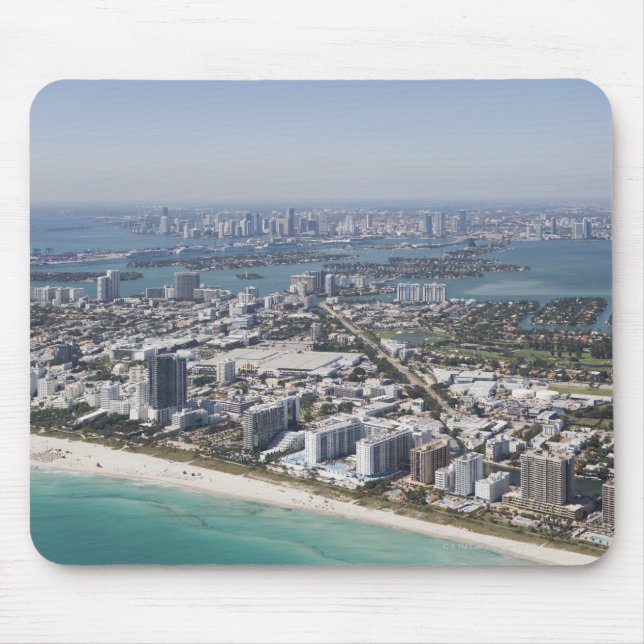 Mousepad EUA, Flórida, Miami, paisagem urbana com praia 3 (Frente)